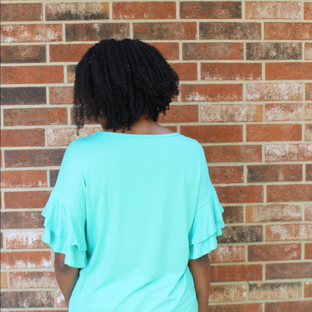 Teal Ruffle Shirt - Picture 2 of 2